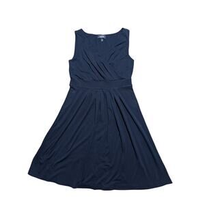 Land's End Women's Navy Blue sleeveless wrap Dress, size M (10-12)